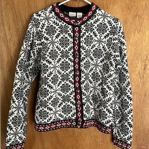 L.L. Bean Vintage Fairisle Cardigan 100% Cotton